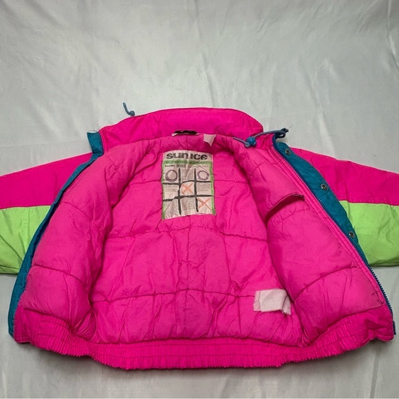 Vintage Sun Ice Girls 6 Winter Ski Jacket Colour Block 80s Vibrant Bright Winter - Picture 8 of 12